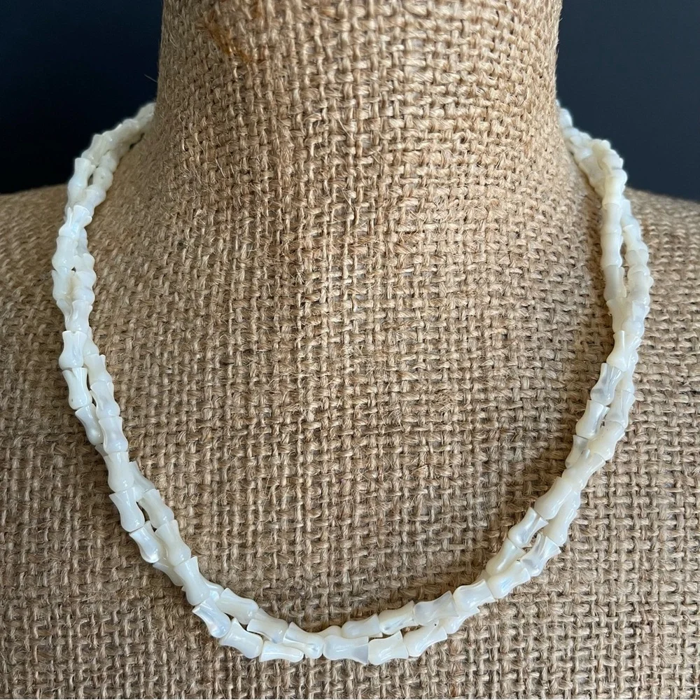 Vintage carved mother of pearl Beaded Necklace